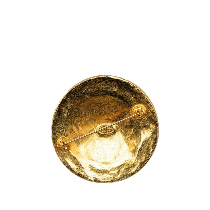 Chanel CC Round Brooch Gold Metal Good condition - Back View