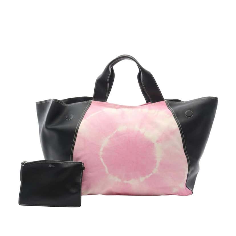 Celine Smooth Calfskin and Canvas Tie Dye Frame Tote Pink Canvas Good condition - Front View