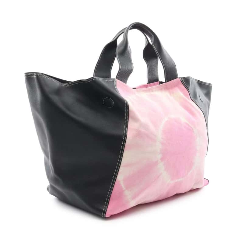 Celine Smooth Calfskin and Canvas Tie Dye Frame Tote Pink Canvas Good condition - Back View