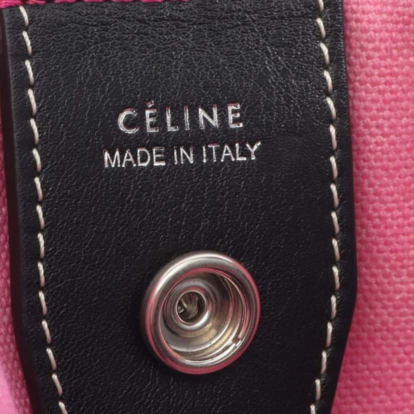 Celine Smooth Calfskin and Canvas Tie Dye Frame Tote Pink Canvas Good condition - Model View
