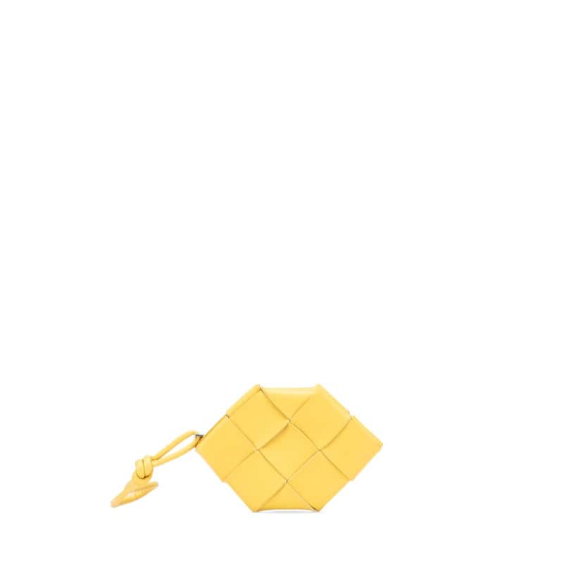 Bottega Veneta Nappa Maxi Intrecciato Coin Pouch Yellow Leather Good condition - Front View