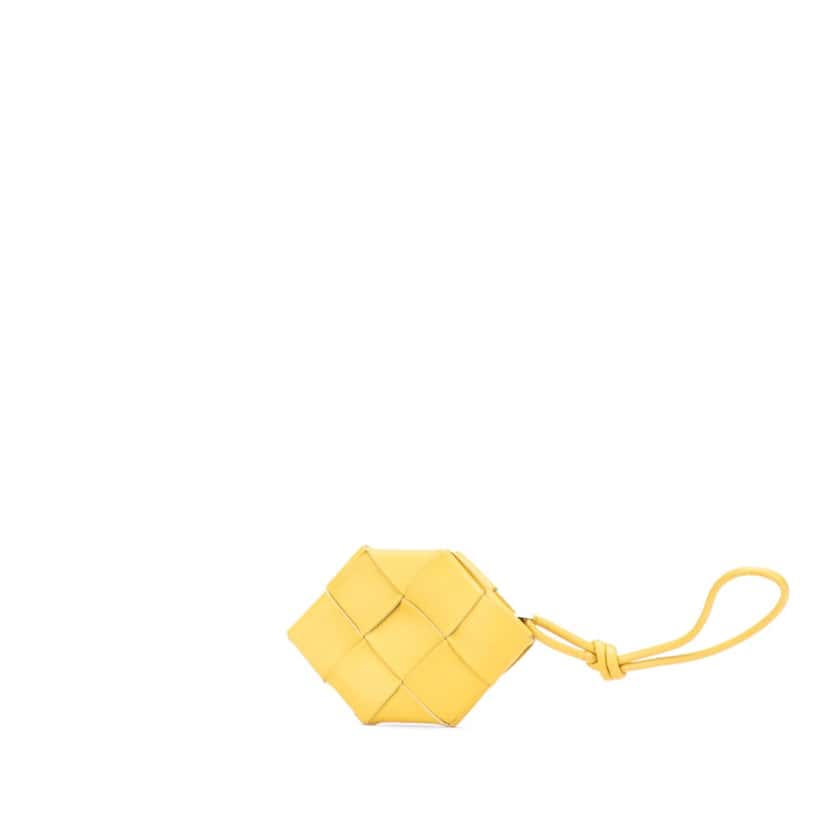 Bottega Veneta Nappa Maxi Intrecciato Coin Pouch Yellow Leather Good condition - Back View