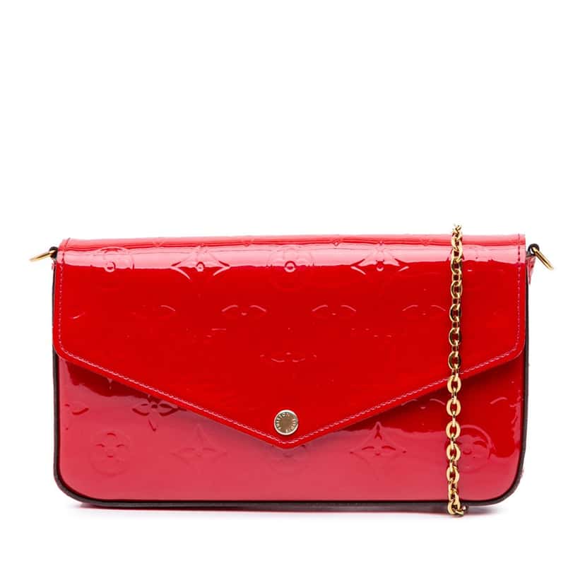 Louis Vuitton Monogram Vernis Pochette Felicie Red Leather Good condition - Front View