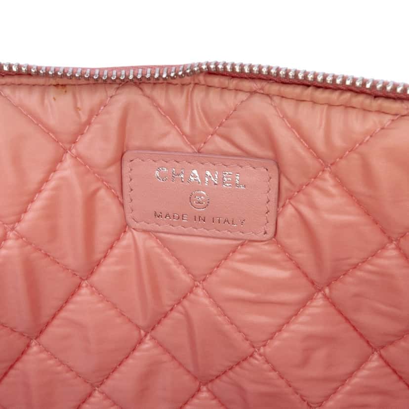 Chanel Large Tweed Deauville O Case Clutch Pink Tweed Good condition - Box View