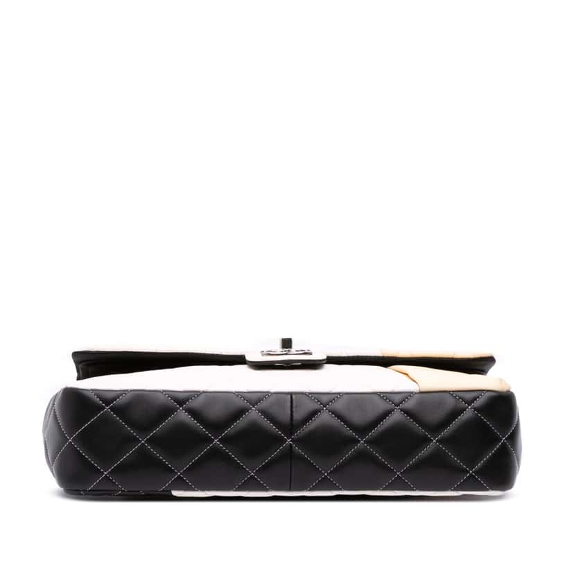 Chanel Jumbo Classic Tricolor Lambskin Colorblock Double Flap Brown Leather Good condition - Inside View