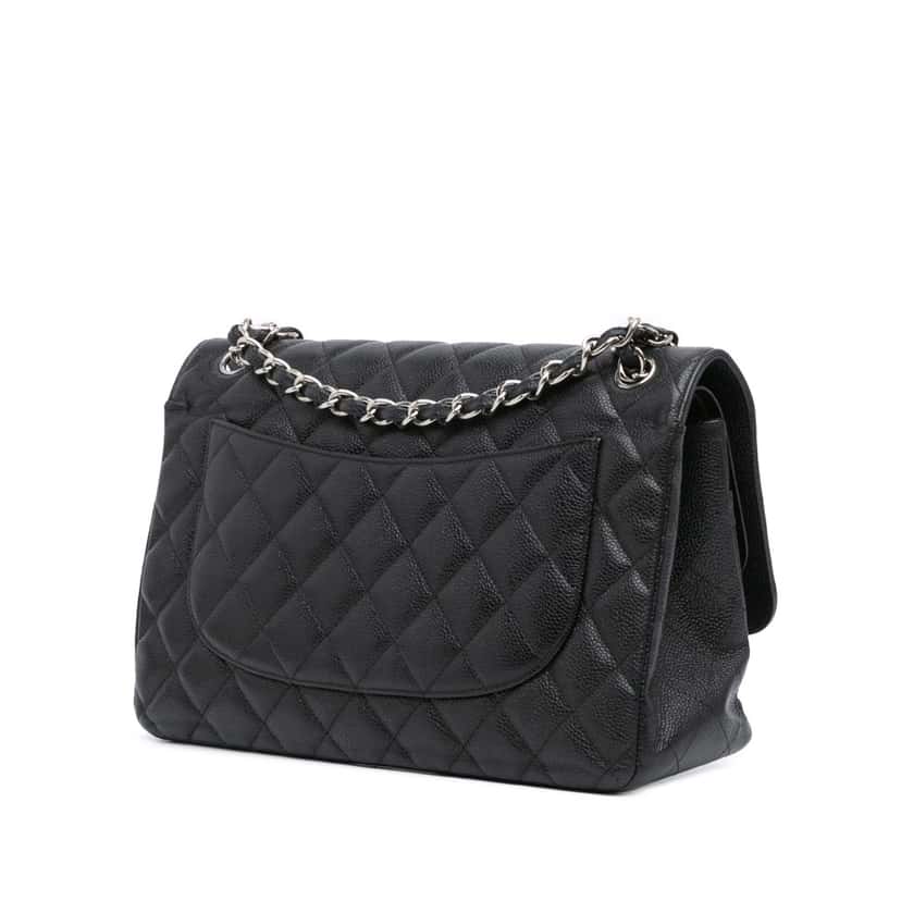 Chanel Jumbo Classic Caviar Double Flap Black Leather Good condition - Back View