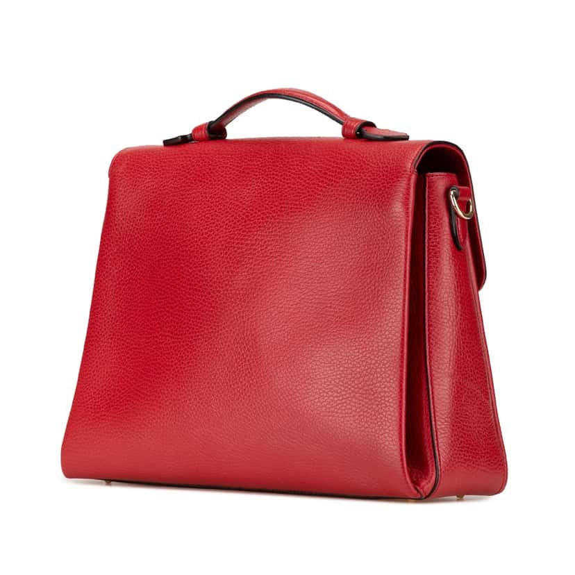 Gucci Medium Dollar Calf Interlocking G Satchel Red Leather Good condition - Back View