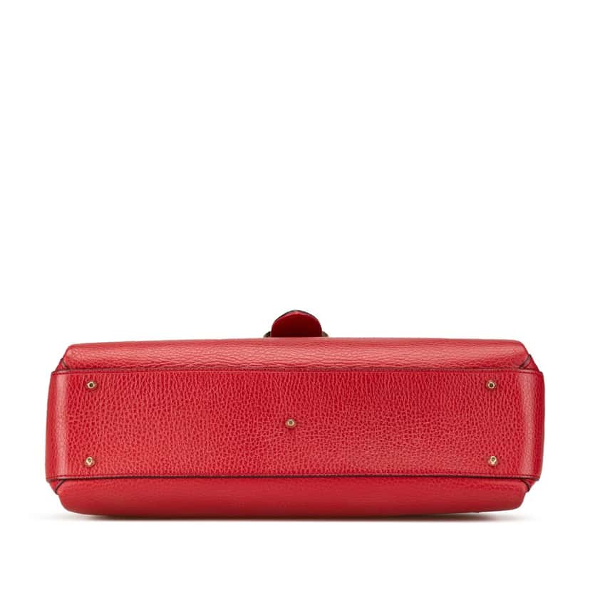 Gucci Medium Dollar Calf Interlocking G Satchel Red Leather Good condition - Inside View