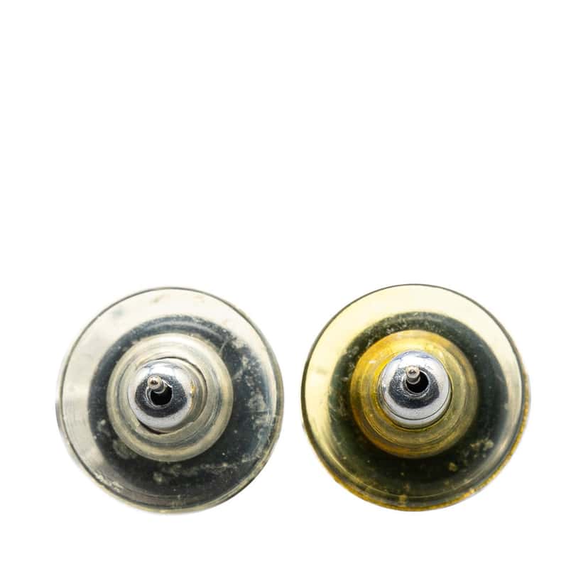 Chanel Resin CC Round Push Back Earrings Black Good condition - Back View