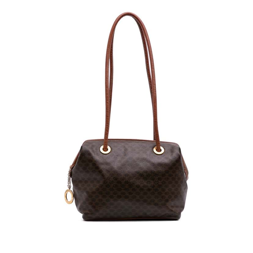 Celine Macadam Coated Canvas Shoulder Bag Brown Canvas Good condition - Front View