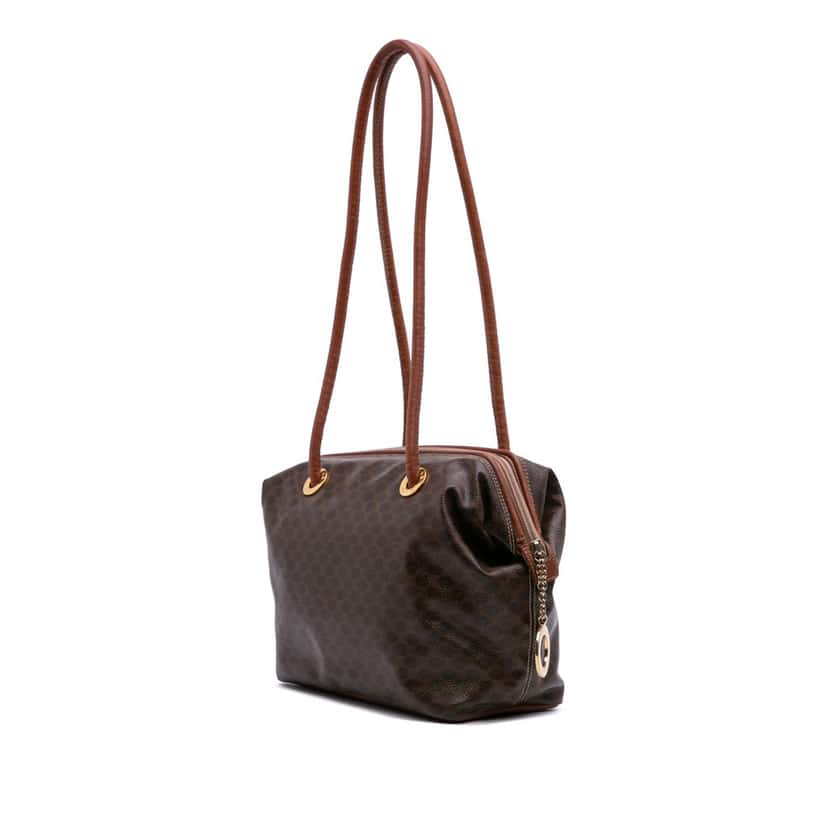 Celine Macadam Coated Canvas Shoulder Bag Brown Canvas Good condition - Back View