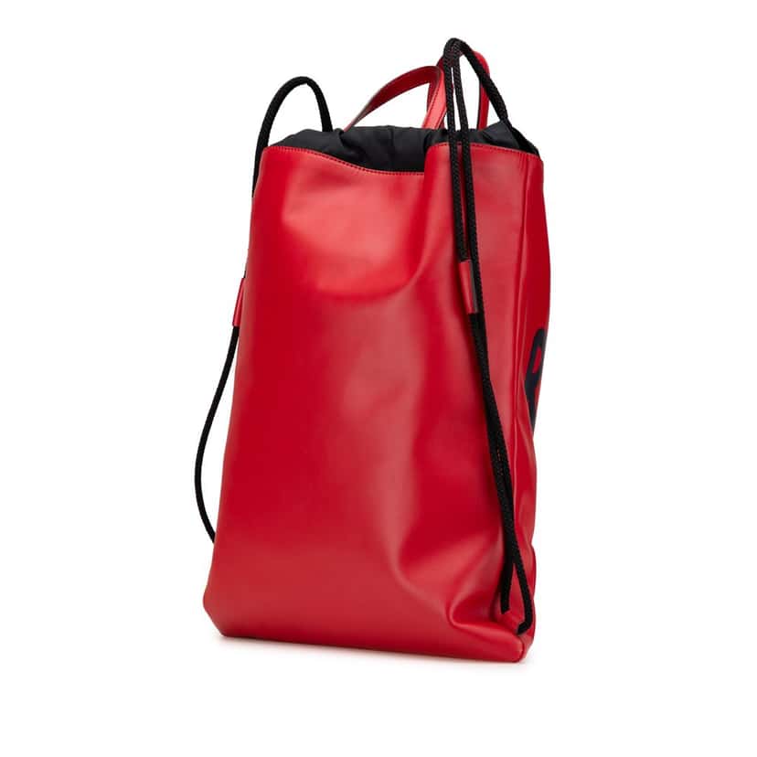 Gucci Leather Gucci Ghost Drawstring Backpack Red Leather Good condition - Back View