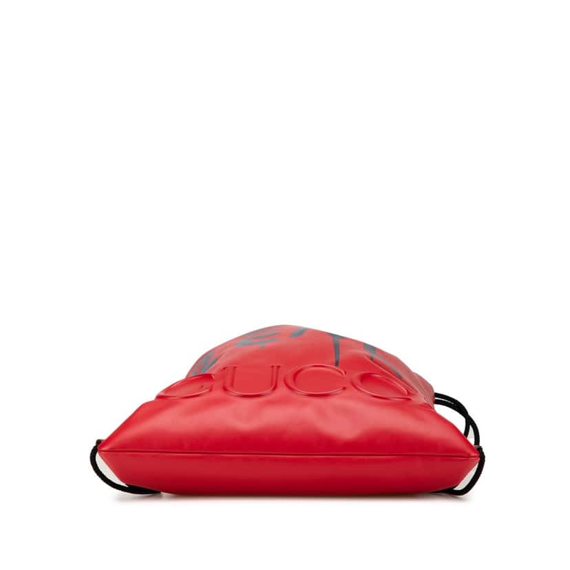 Gucci Leather Gucci Ghost Drawstring Backpack Red Leather Good condition - Inside View