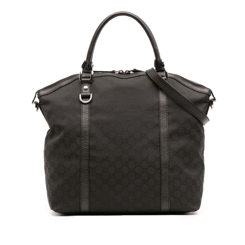 Gucci Large GG Canvas Charm Dome Satchel Black Leather Fair condition - Front View