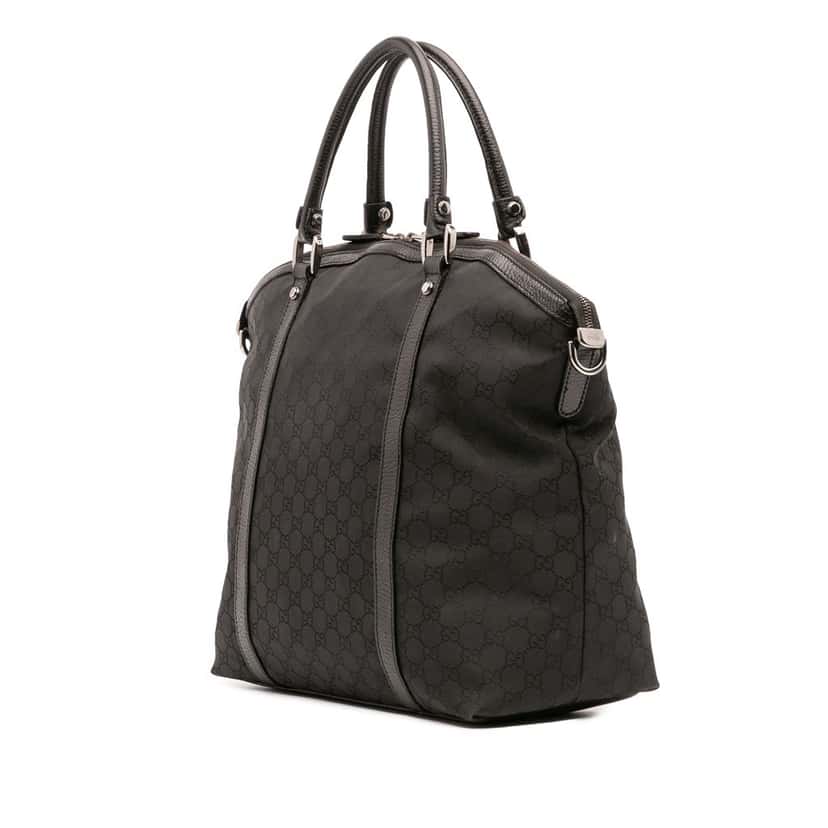 Gucci Large GG Canvas Charm Dome Satchel Black Leather Fair condition - Back View