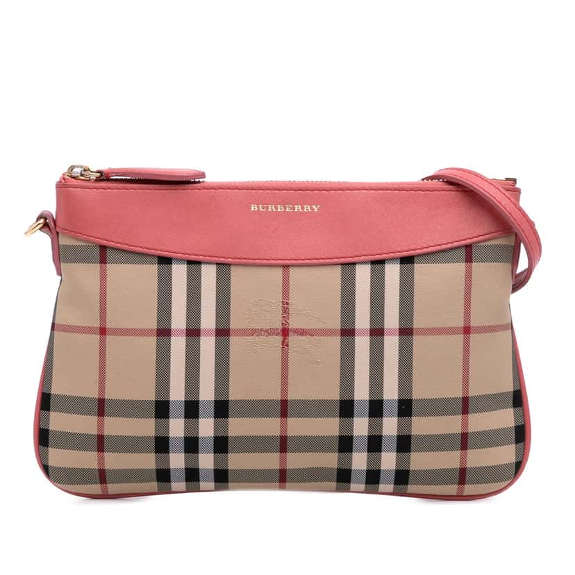 Burberry Haymarket Check Canvas Peyton Crossbody Brown Canvas Good condition - Front View