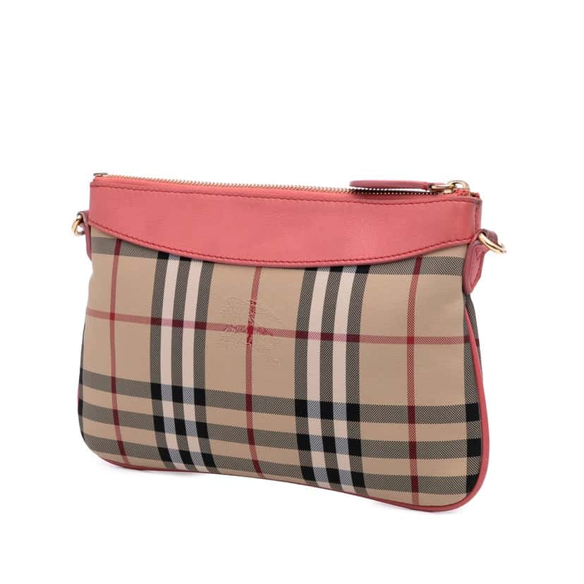 Burberry Haymarket Check Canvas Peyton Crossbody Brown Canvas Good condition - Back View