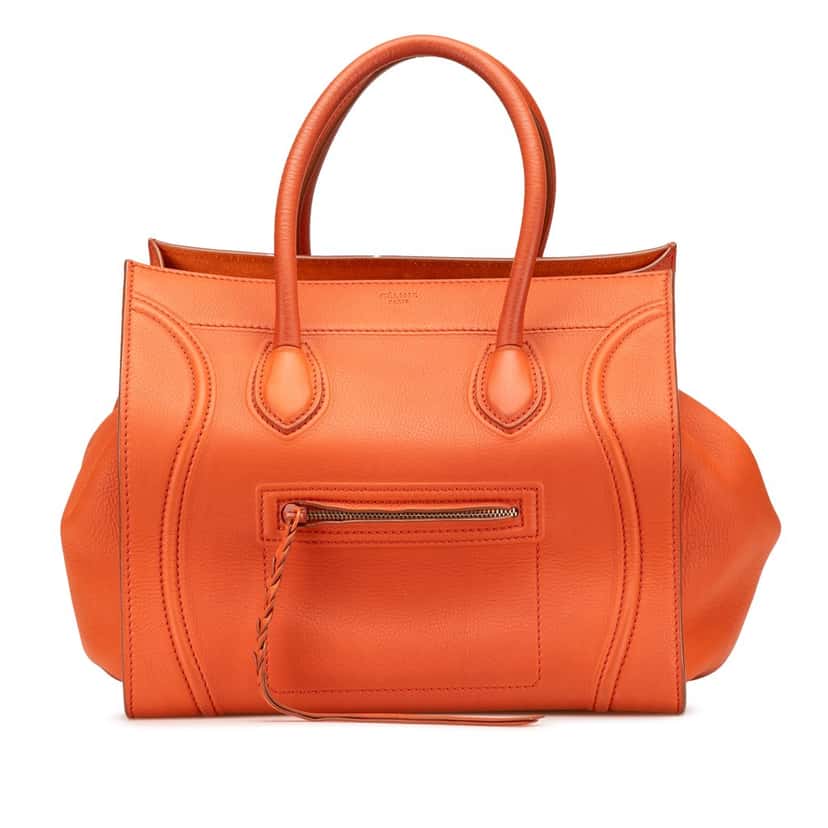 Celine Medium Leather Phantom Luggage Tote Orange Leather Good condition - Front View