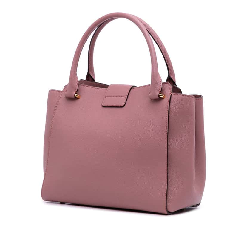 Burberry Small Grained Leather Buckle Tote Pink Leather Good condition - Back View