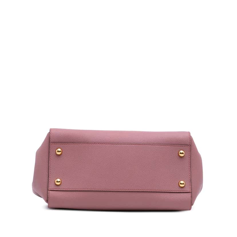 Burberry Small Grained Leather Buckle Tote Pink Leather Good condition - Inside View