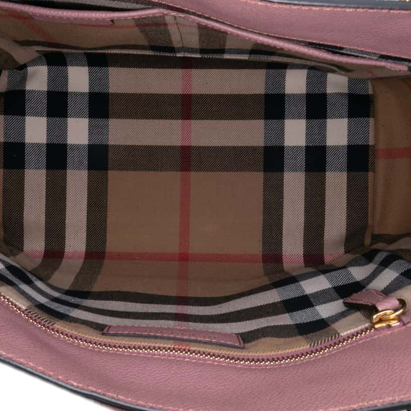 Burberry Small Grained Leather Buckle Tote Pink Leather Good condition - Model View