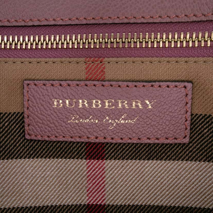 Burberry Small Grained Leather Buckle Tote Pink Leather Good condition - Box View