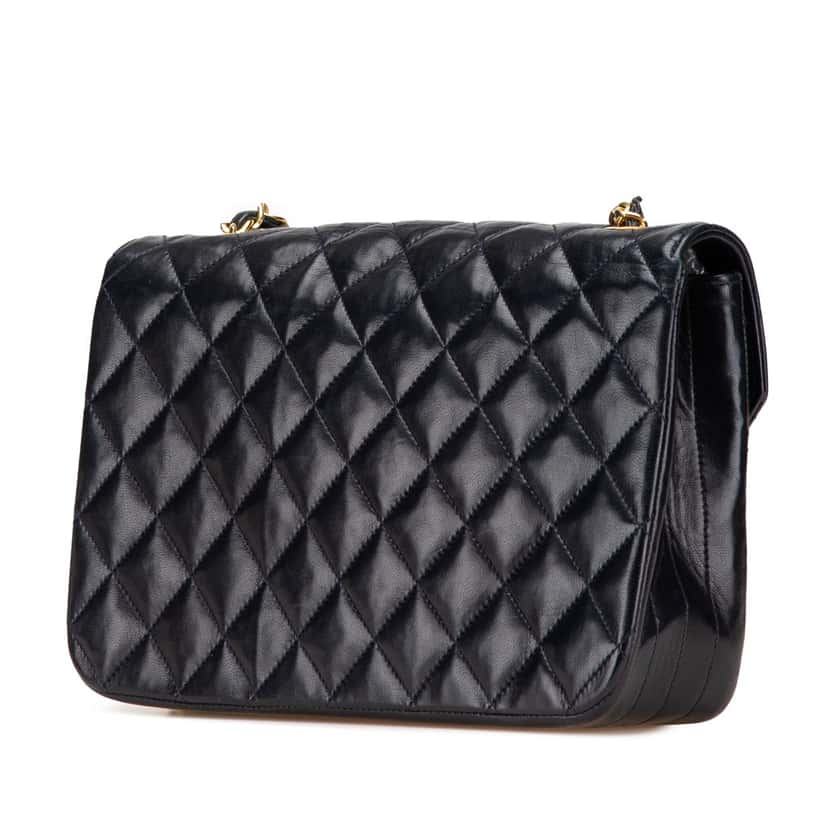 Chanel CC Quilted Lambskin Round Flap Blue Leather Good condition - Back View