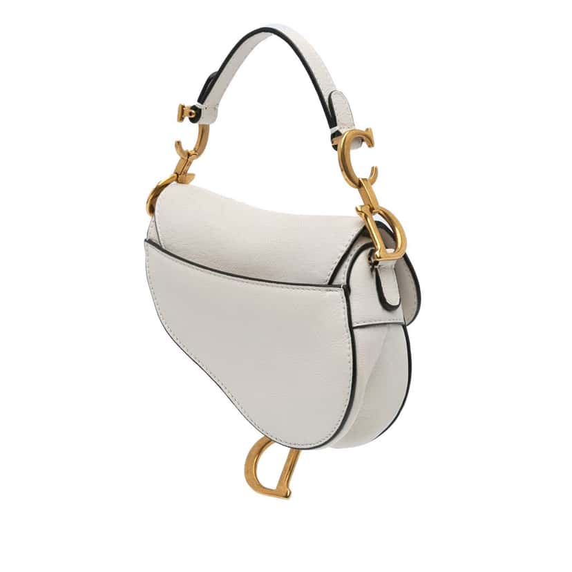 Dior Micro Goatskin Saddle White Leather Good condition - Back View