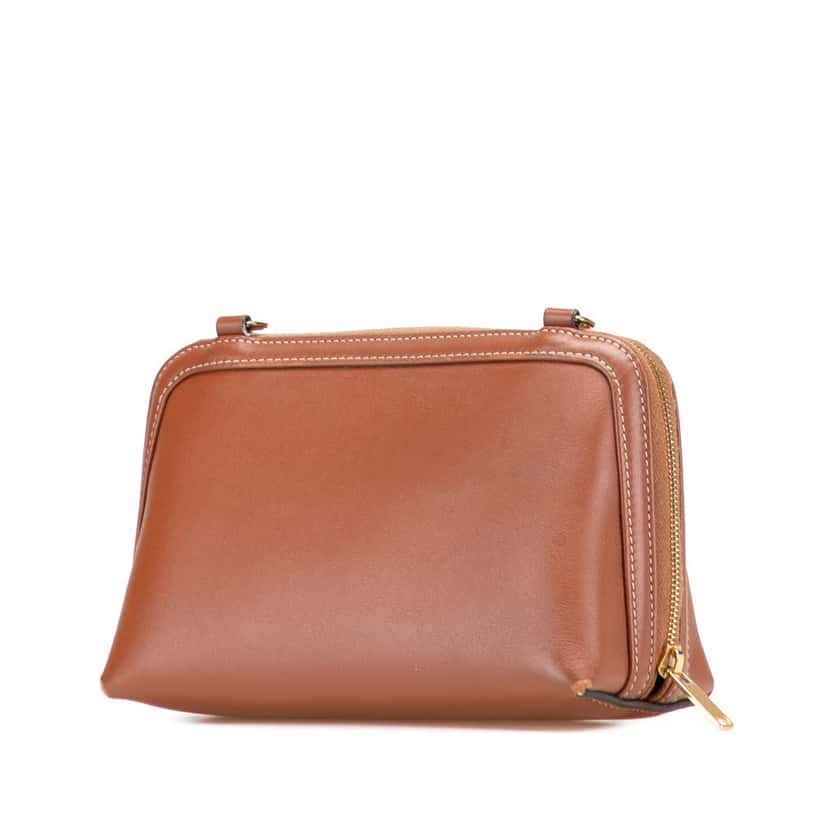 Celine Smooth Calfskin Cuir Triomphe Clutch on Chain Brown Leather Good condition - Back View
