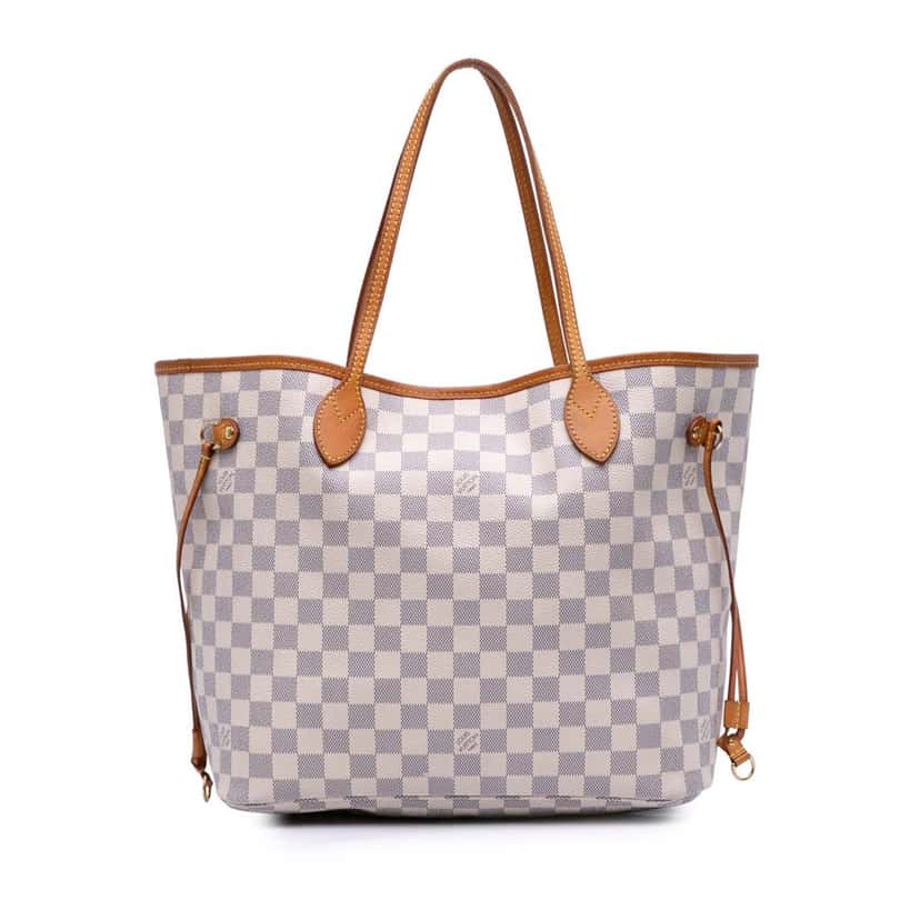 Louis Vuitton Damier Azur Neverfull MM White Canvas Good condition - Front View