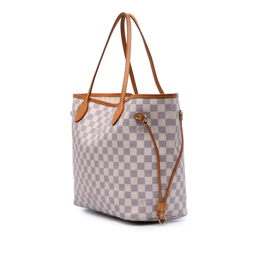 Louis Vuitton Damier Azur Neverfull MM White Canvas Good condition - Back View