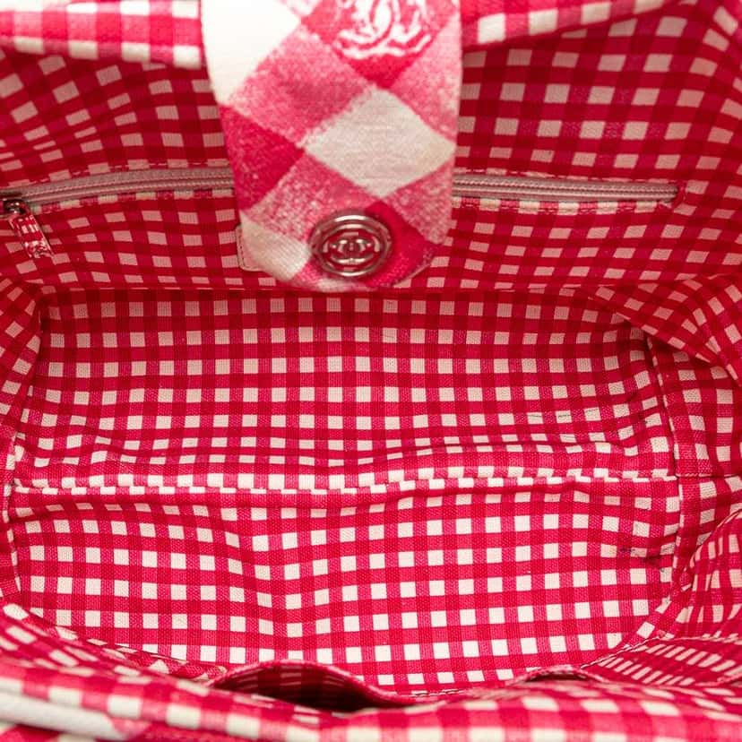 Chanel Small Canvas Printed CC Gingham Handbag Pink Canvas Good condition - Box View