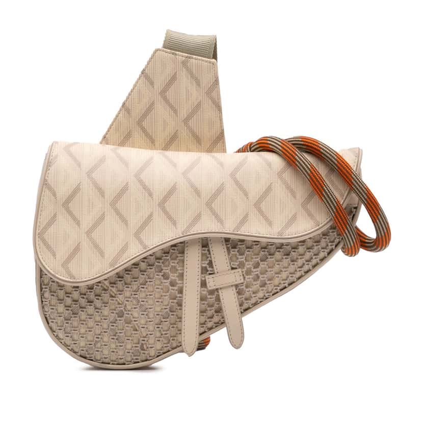 Dior Coated Canvas CD Diamond Nautic Saddle Crossbody Brown Canvas Good condition - Front View