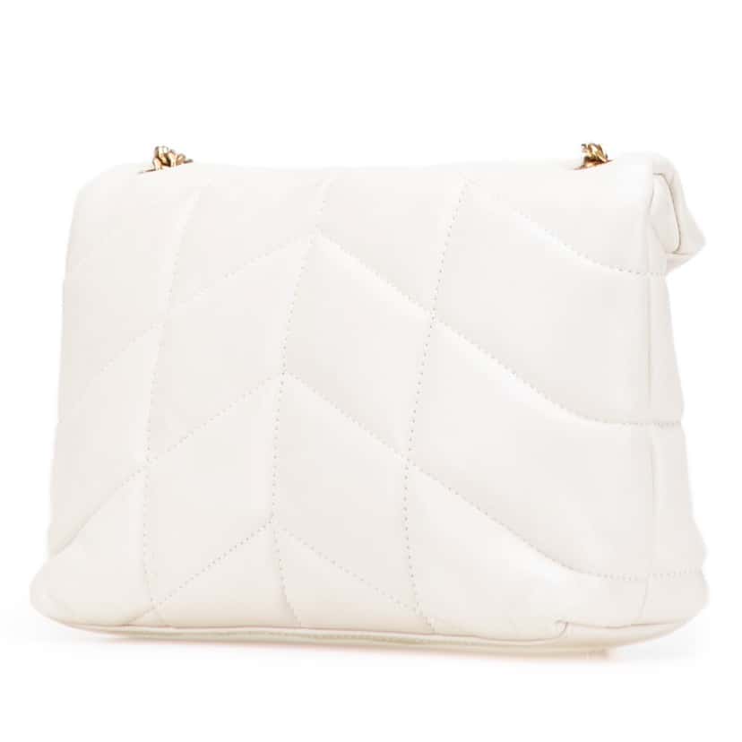 Saint Laurent Toy Lambskin Loulou Puffer Crossbody White Leather Good condition - Back View