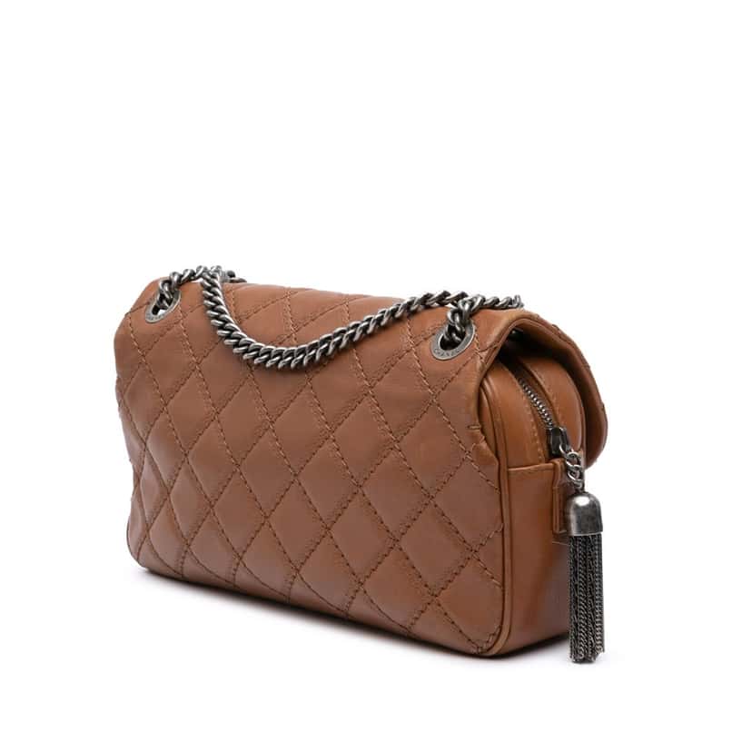 Chanel Paris Edinburgh Medium Calfskin Coco Sporran Flap Brown Leather Good condition - Back View