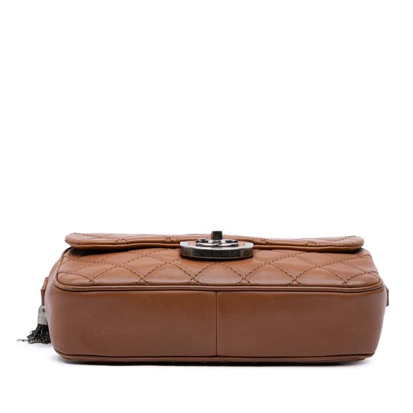 Chanel Paris Edinburgh Medium Calfskin Coco Sporran Flap Brown Leather Good condition - Inside View