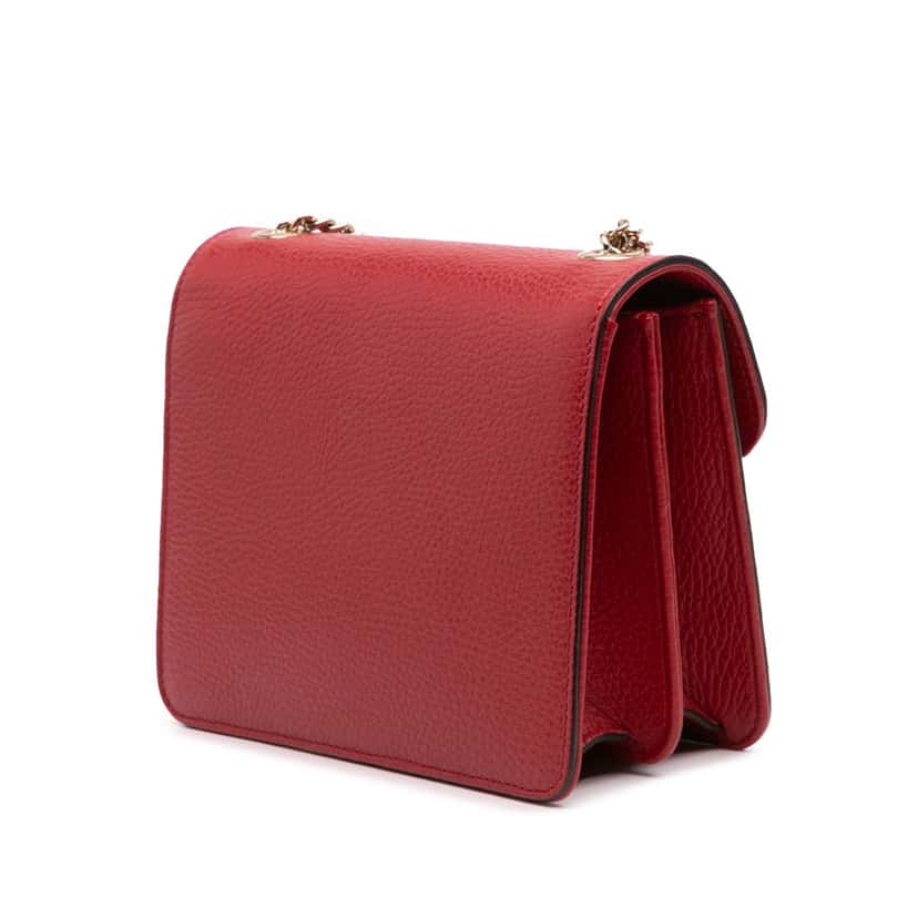 Gucci Small Dollar Calfskin Interlocking G Crossbody Red Leather Good condition - Back View