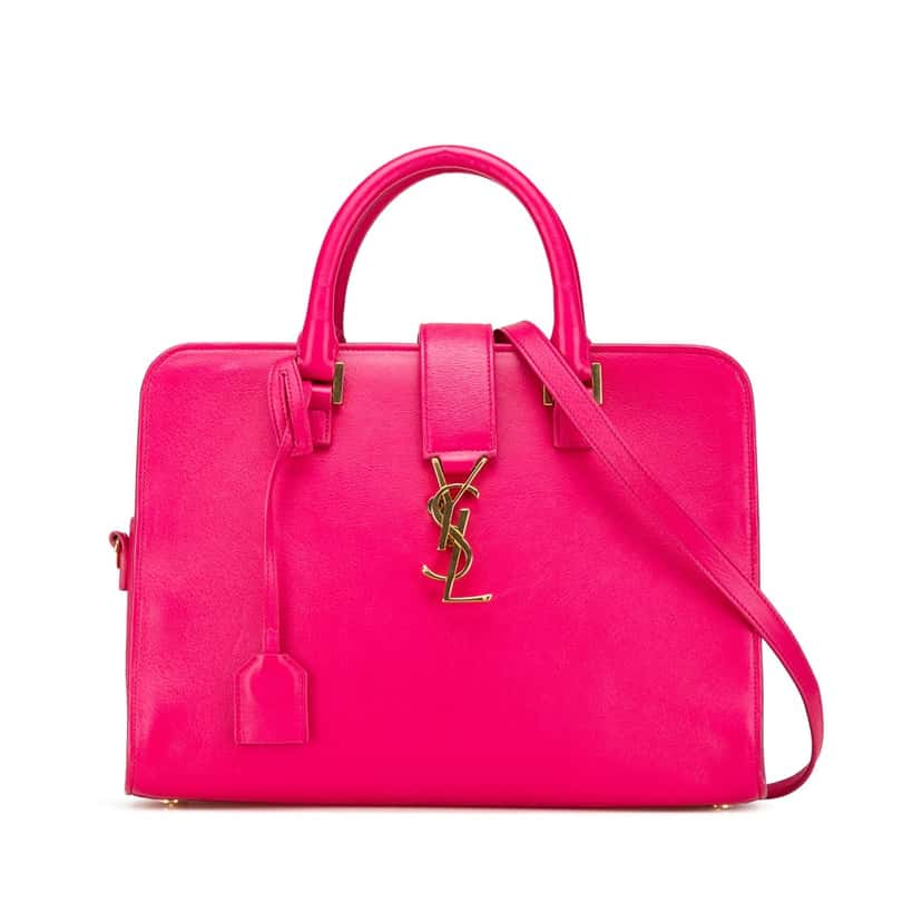 Saint Laurent Small Leather Monogram Cabas Satchel Pink Leather Good condition - Front View