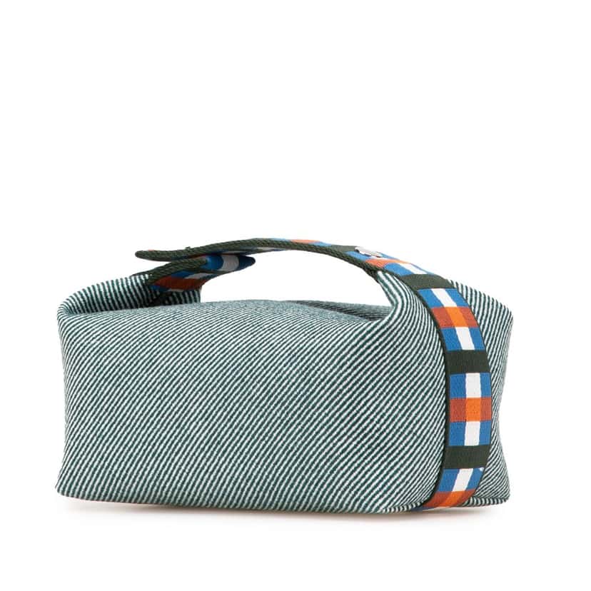 Hermès Small Wool Bride A Brac H Natte Case Blue Wool Good condition - Back View