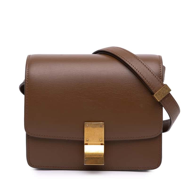 Celine Small Calfskin Classic Box Brown Leather Good condition - Front View