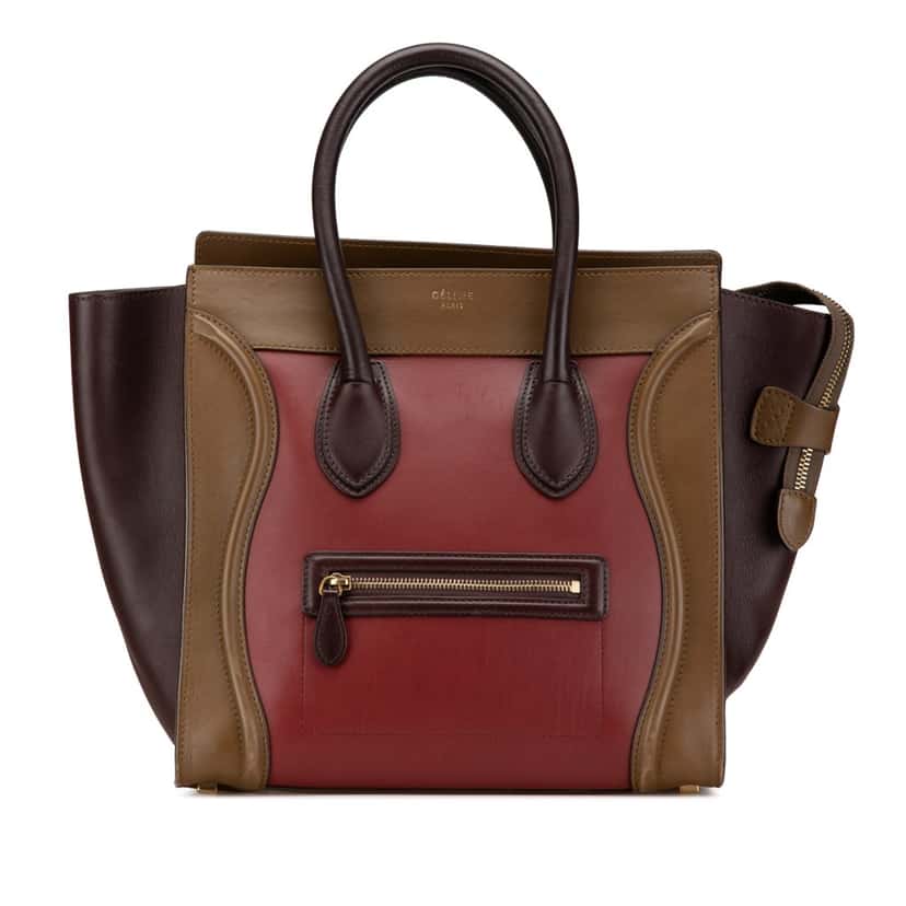 Celine Mini Tricolor Leather Luggage Tote Red Leather Good condition - Front View