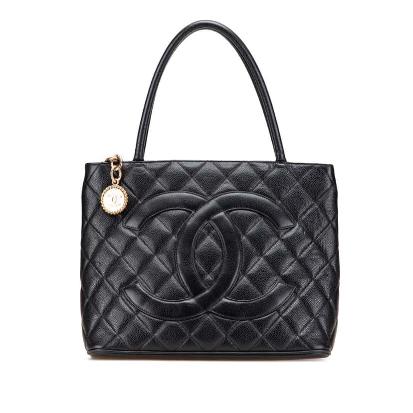 Chanel Caviar Medallion Tote Black Leather Good condition - Front View
