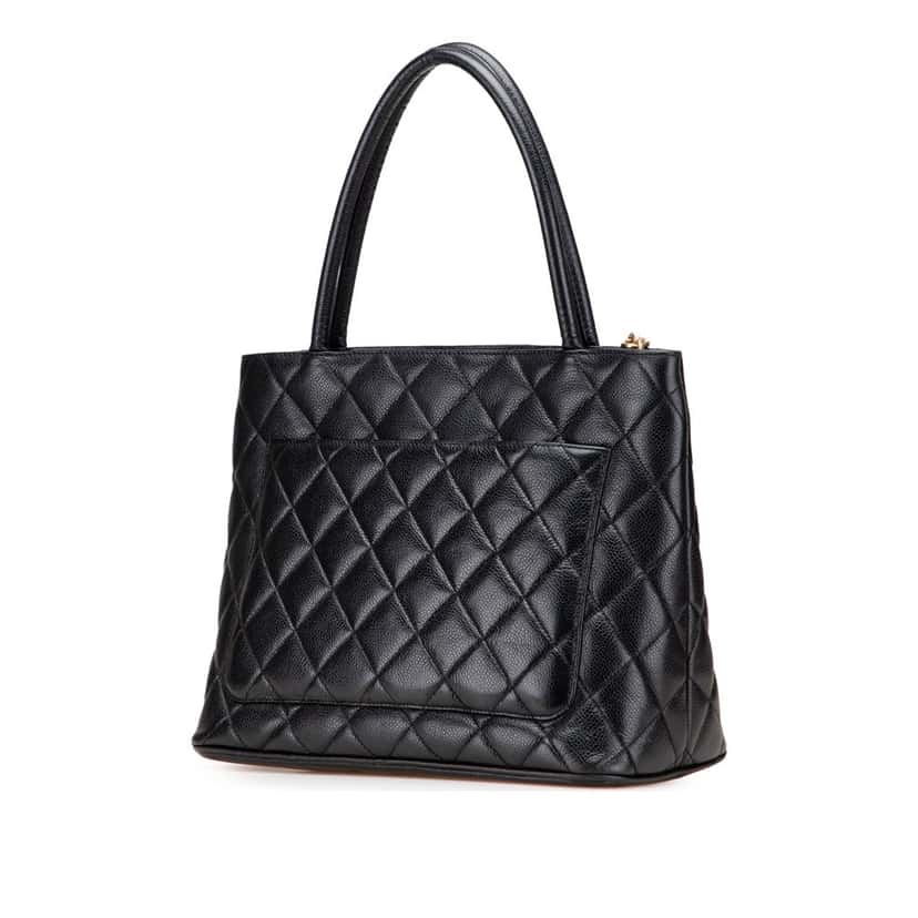 Chanel Caviar Medallion Tote Black Leather Good condition - Back View