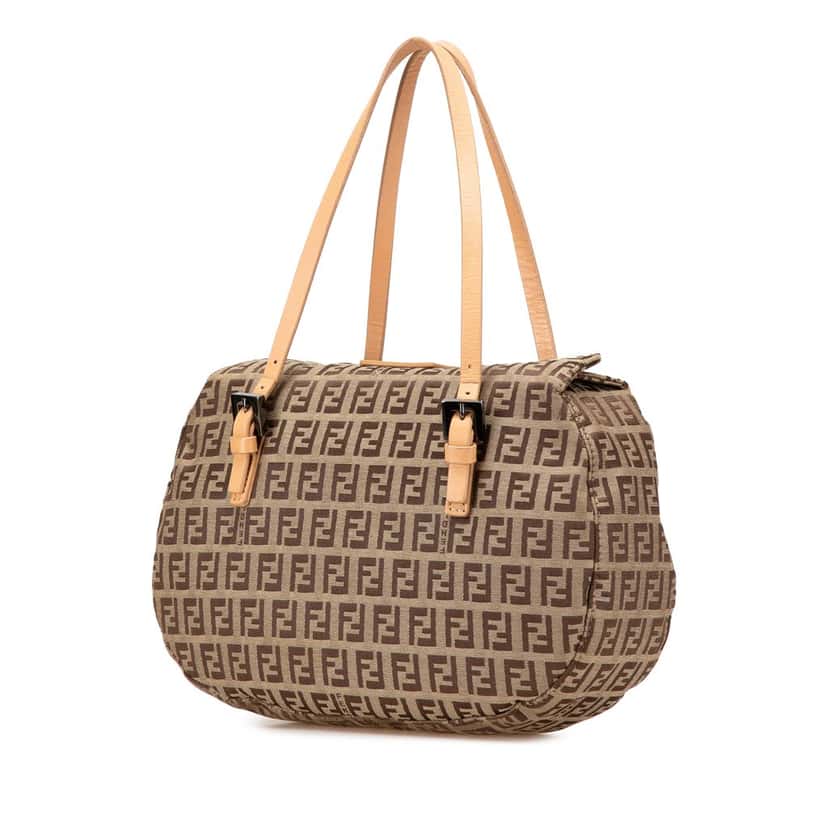 Fendi Zucchino Canvas Handbag Brown Canvas Good condition - Back View