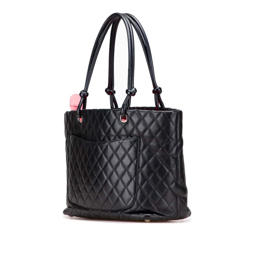 Chanel Large Lambskin Cambon Ligne Tote Brown Leather Fair condition - Back View