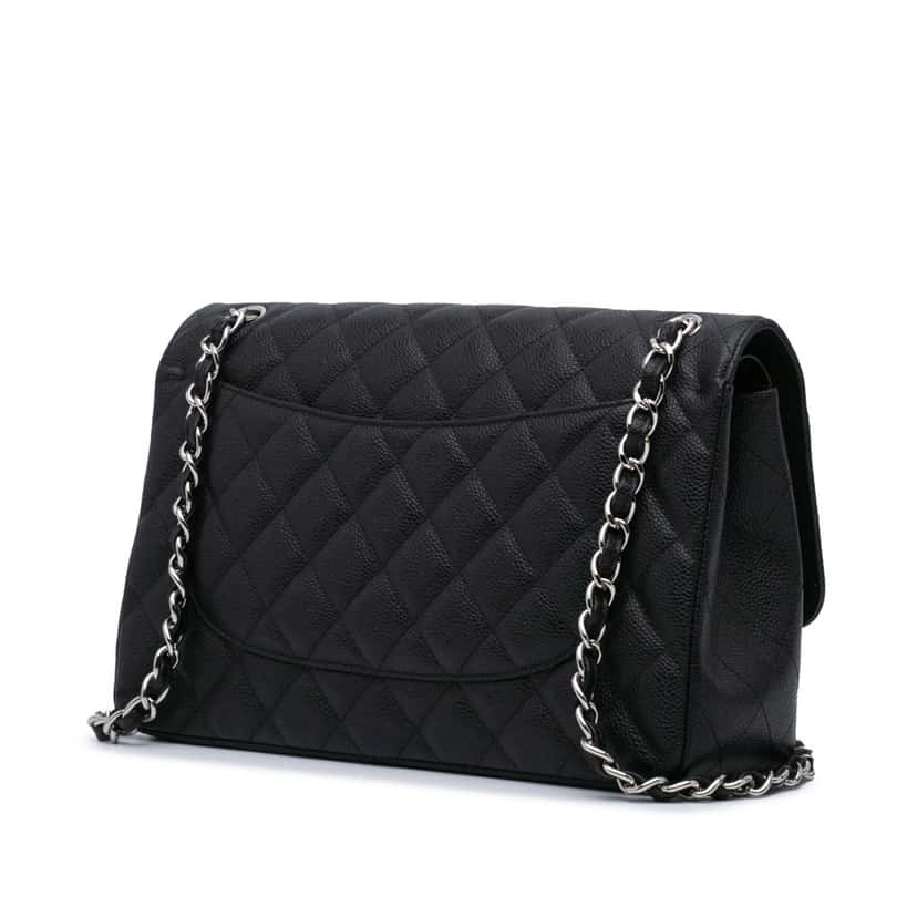 Chanel Jumbo Classic Caviar Double Flap Black Leather Good condition - Back View