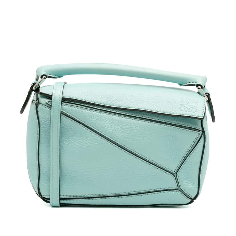 Loewe Mini Calfskin Puzzle Satchel Blue Leather Good condition - Front View