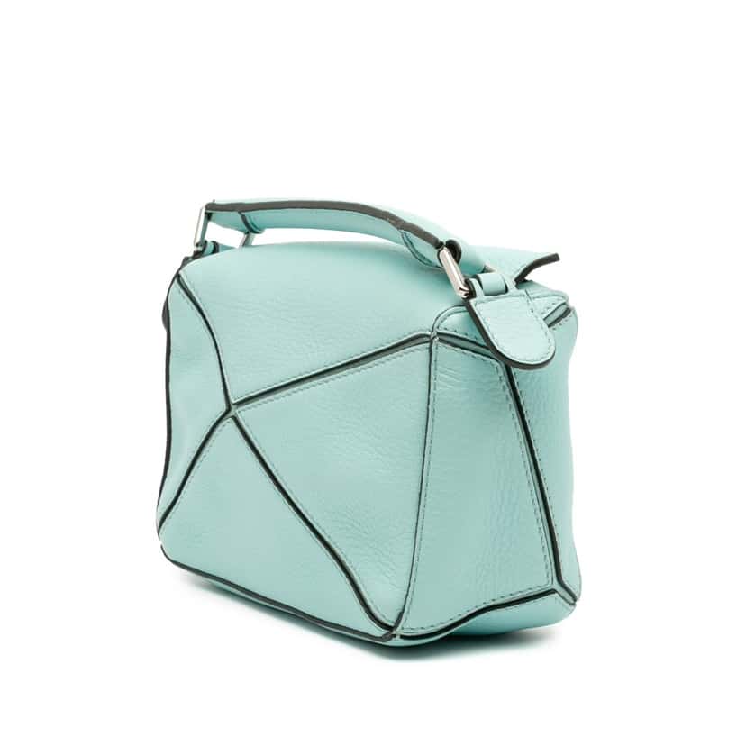 Loewe Mini Calfskin Puzzle Satchel Blue Leather Good condition - Back View