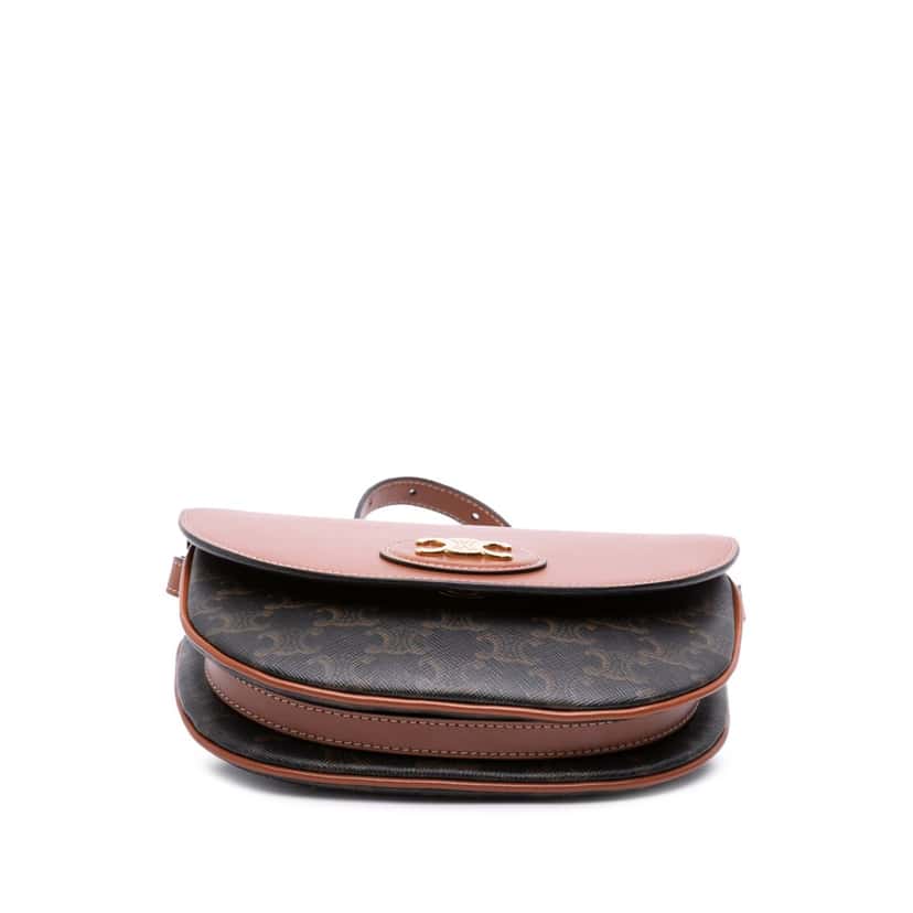 Celine Triomphe Coated Canvas and Calfskin Besace Crossbody Brown Canvas Good condition - Inside View