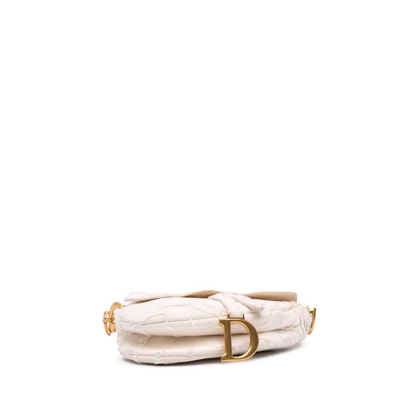 Dior Mini Canvas Embroidered Camouflage Saddle Bag White Canvas Good condition - Inside View